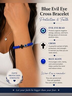 Blue Protection Cross Bracelet